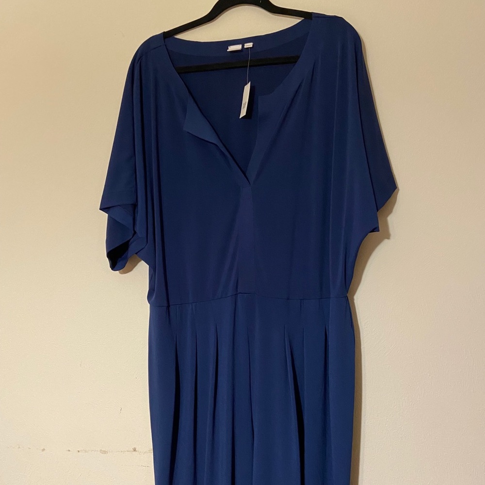 Blue V-neck jumpsuit